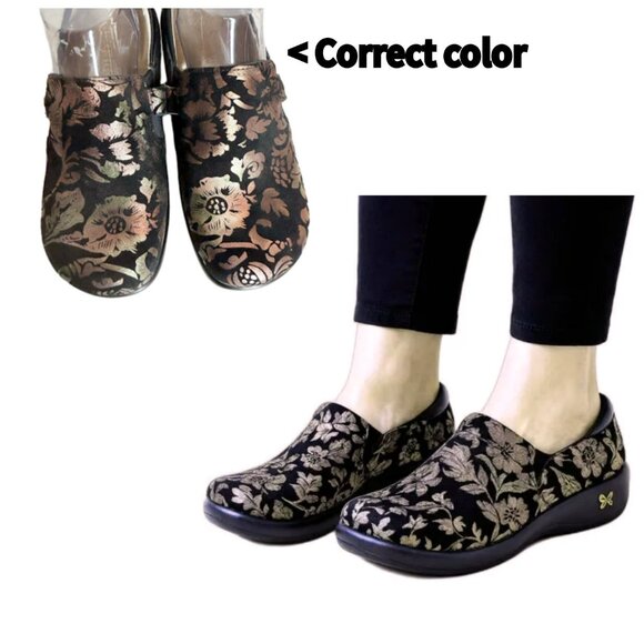Alegria Shoes - 💐 Alegria Comfort Shoes Euro 38 Black Gold Floral Clogs Excellent Fun! 7 7.5 8